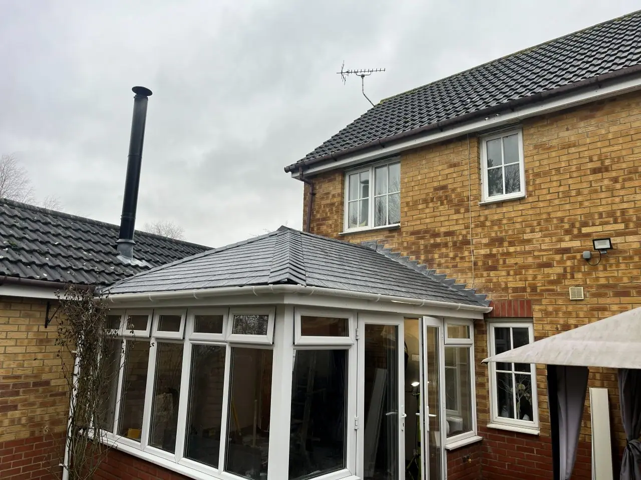 The same conservatory with a new solid insulated roof