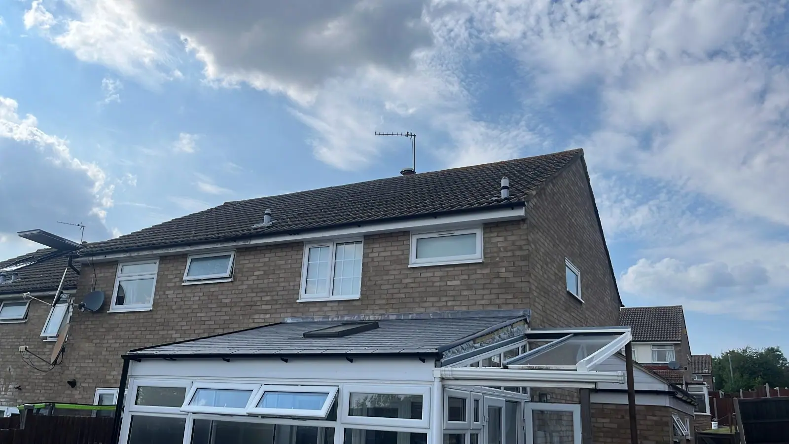 The completed roof seen from the garden