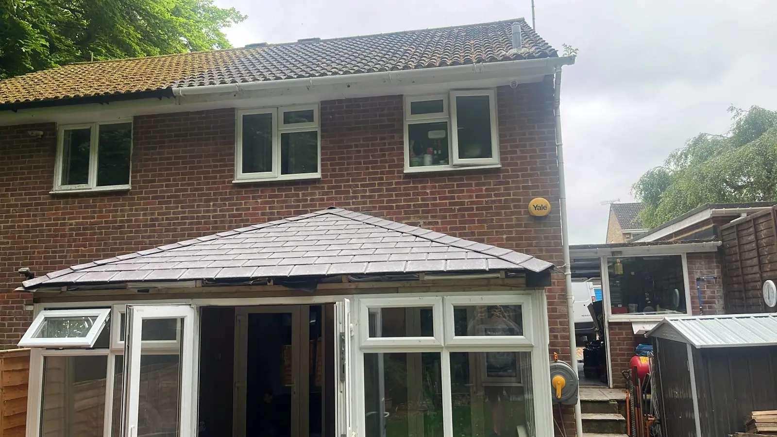 The completed roof from the patio
