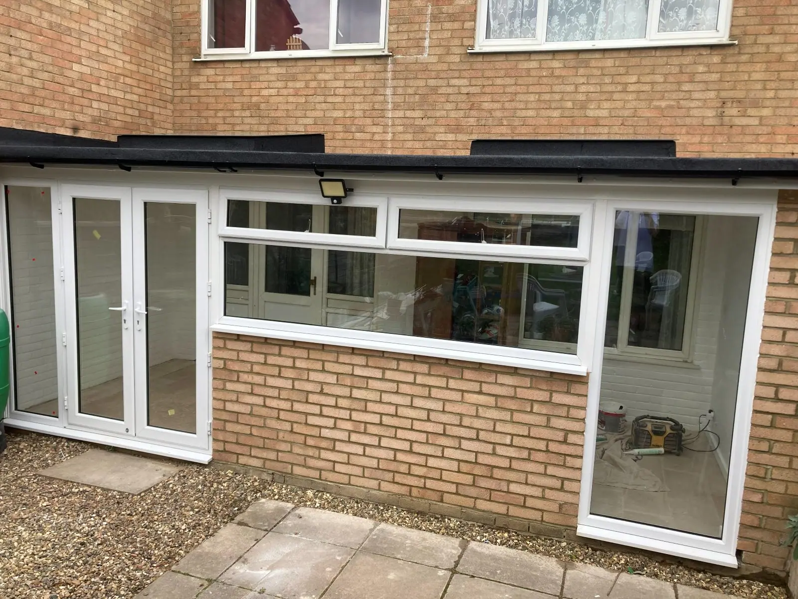 The finished rear room with its new flat roof and fascia