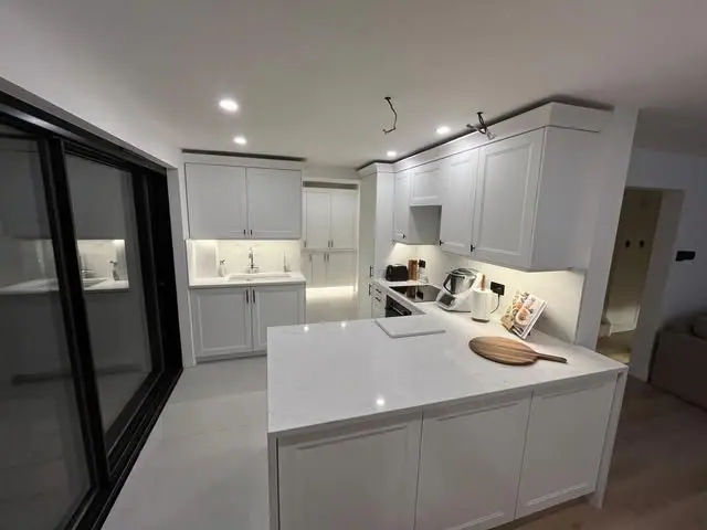 The same kitchen from beside the sliding doors